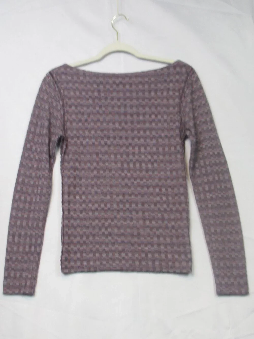 Free People Shirt Women Size S Purple Boat Neck Slim Fit Boho Textured Top